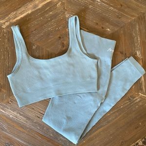 Ribbed workout/lounge set in teal Sz L